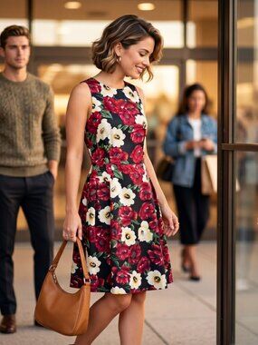 Tristan Women 6 Sheath Dress Black Luxury Floral Statement Bold Garden Party